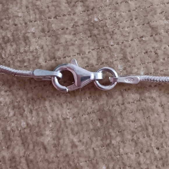 925 Italy Silver Snake Chain Crystal Pendant Necklace - Picture 9 of 12